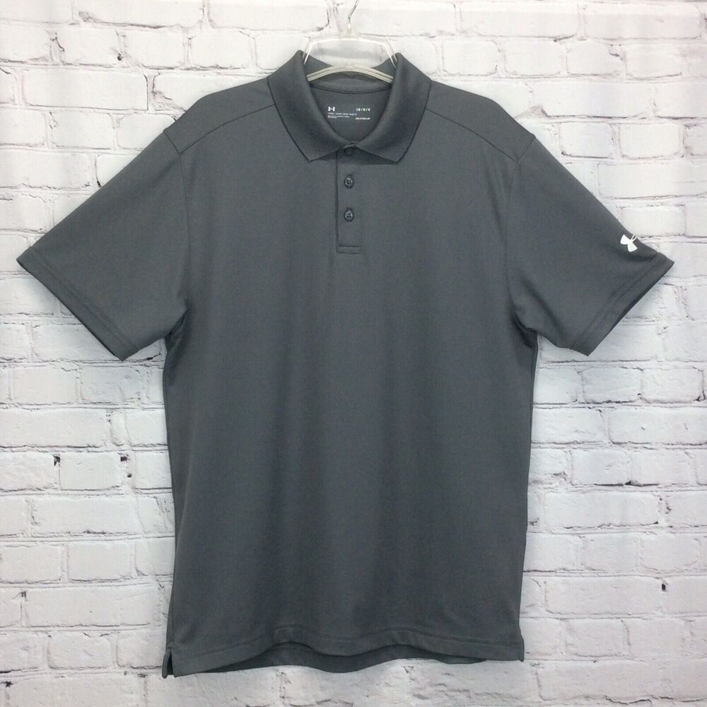 Under Armour Golf Polo Mens Size L Gray Athleisure Loose Heat Gear Sports Travel